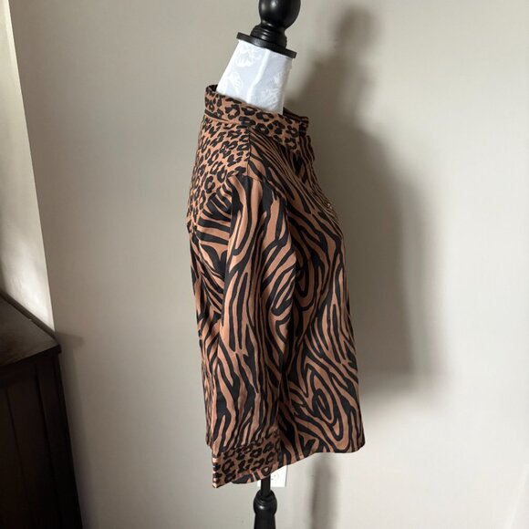 Gretchen Scott Designs Zebra Print Brown Black Womens Top Long Sleeve Medium - Picture 4 of 5